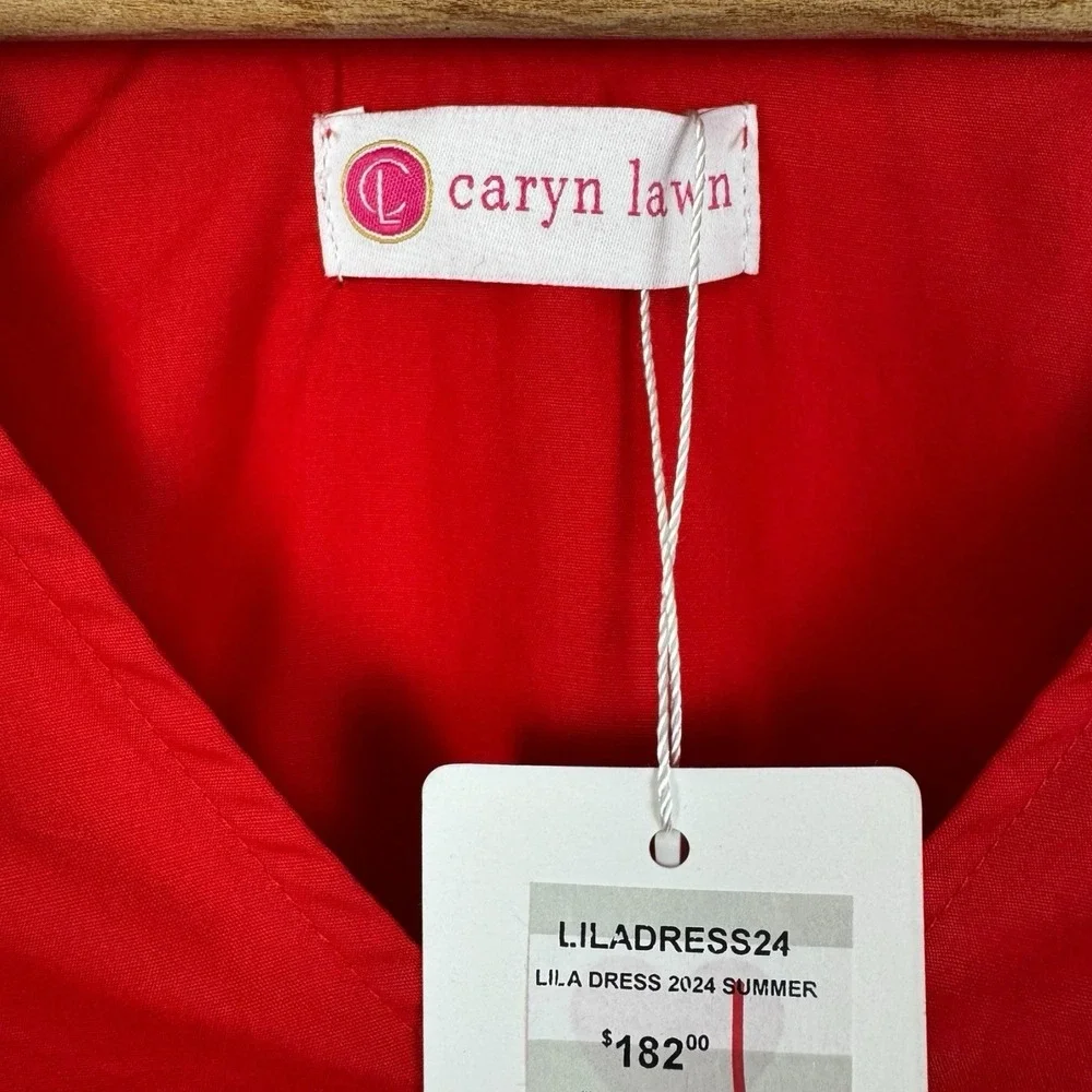 Caryn Lawn Lila‎ Cotton Poplin Mini Dress One Size Red NWT - Picture 4 of 6
